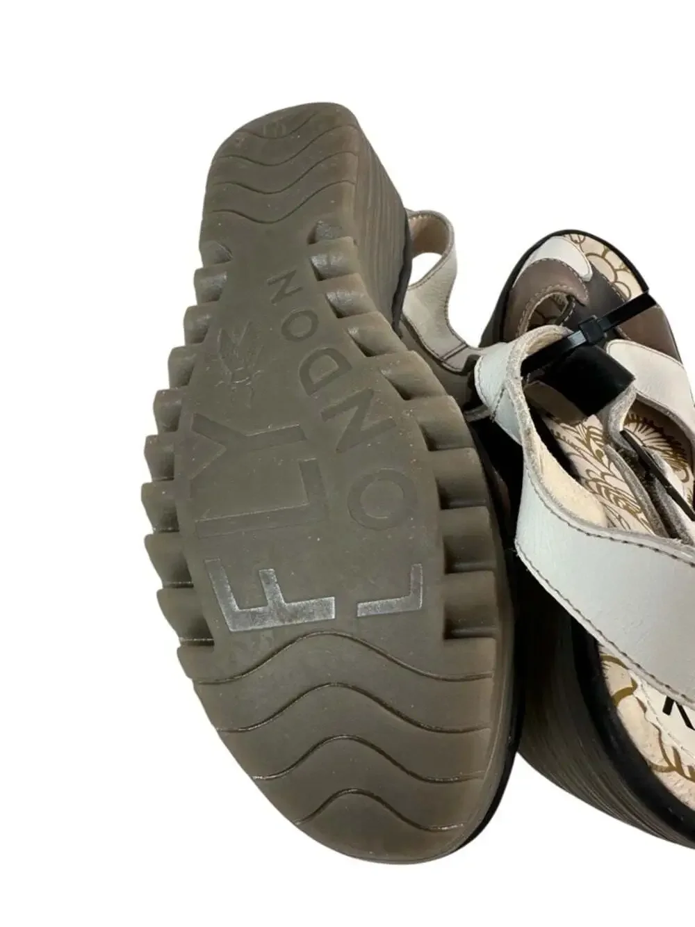 Fly London Yima Leather Colorblock Platform Wedge Sandals Euro 40 Womens